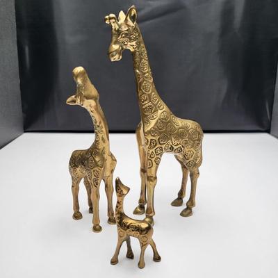 Trio of Brass Giraffes
