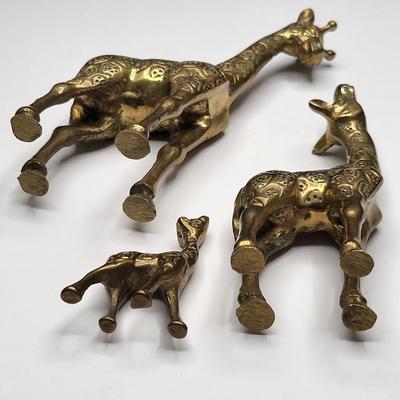 Trio of Brass Giraffes