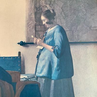 Large Print of Johannes Vermeer painting in ornate gilt gold frame