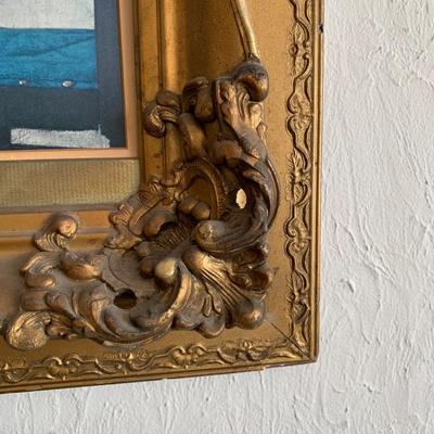 Large Print of Johannes Vermeer painting in ornate gilt gold frame