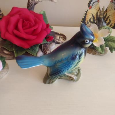Collectible Porcelain and Ceramic Bird and Flower Statuettes Choice A