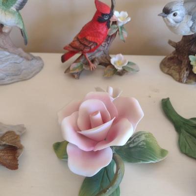 Collectible Porcelain and Ceramic Bird and Flower Statuettes Choice B