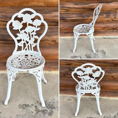Three (3) Piece Cast Iron Rose Table & Chairs Bistro Set