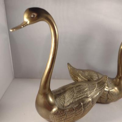 Pair of Rosenthal-Netter Brass Swans
