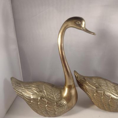 Pair of Rosenthal-Netter Brass Swans