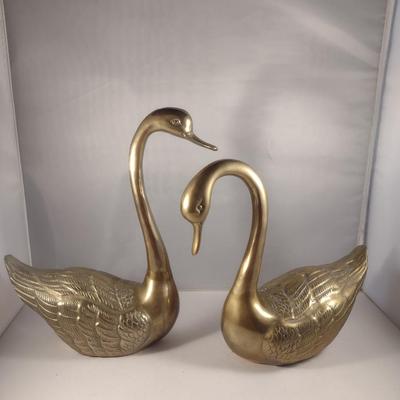 Pair of Rosenthal-Netter Brass Swans