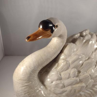 Large Painted Ceramic Swan