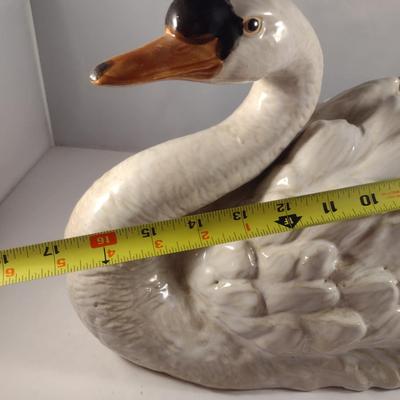 Large Painted Ceramic Swan