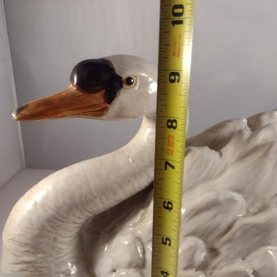 Large Painted Ceramic Swan
