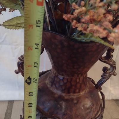 Metal Vase with Artificial Flower Arrangement