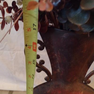 Metal Vase with Artificial Flower Arrangement