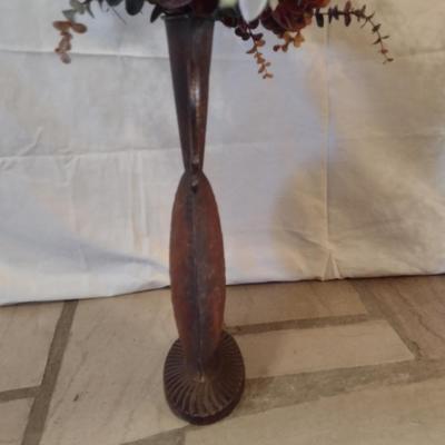 Metal Vase with Artificial Flower Arrangement
