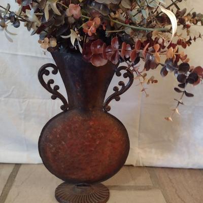 Metal Vase with Artificial Flower Arrangement