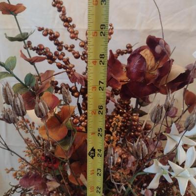 Metal Vase with Artificial Flower Arrangement
