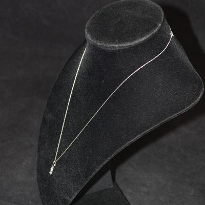 10K White Gold Chain 18" w/ 10K Tourmaline Pendant 0.7g