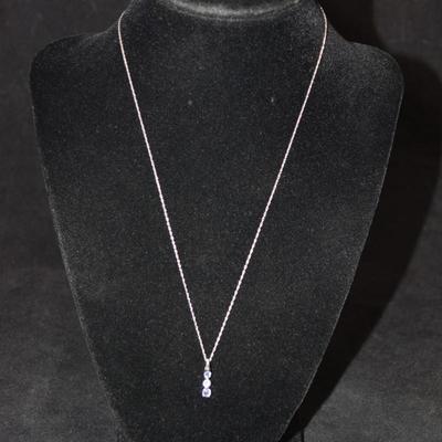 10K White Gold Chain 18" w/ 10K Tourmaline Pendant 0.7g