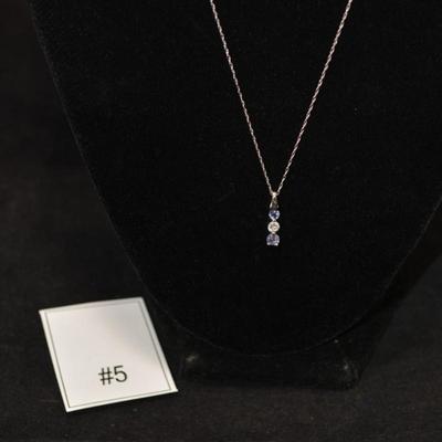 10K White Gold Chain 18" w/ 10K Tourmaline Pendant 0.7g