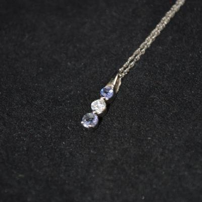 10K White Gold Chain 18" w/ 10K Tourmaline Pendant 0.7g
