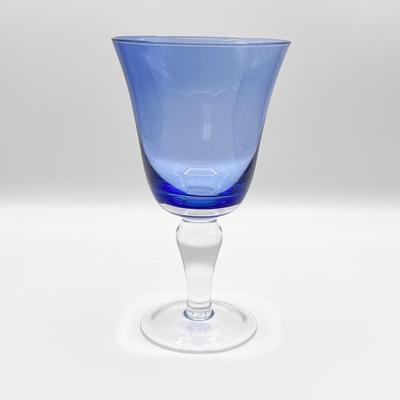 Fourteen (14) ~ Royal Blue Stemmed Water Goblets