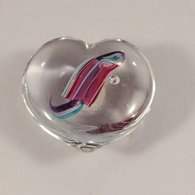 Art Glass Heart Shaped Paperweight