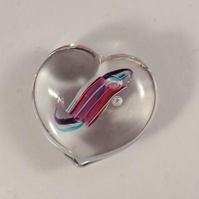 Art Glass Heart Shaped Paperweight