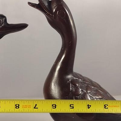 Pair of Japanese Metal Duck Figures