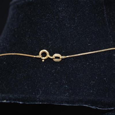 14K Gold Box Chain 22.5" with 14k Gold Cross Pendant 2.9g