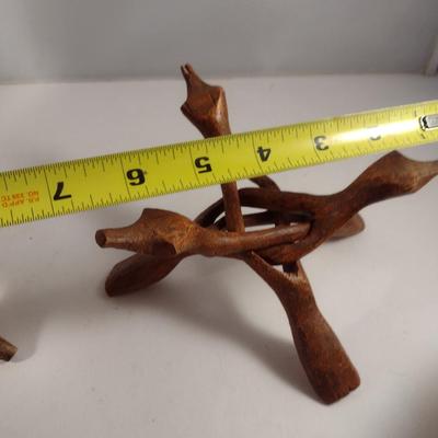 Pair of Gilt Finish Orbs on Intertwined Wooden Twig Stands