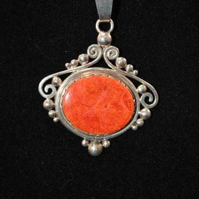 925 Sterling Jasper Pendant with 925 Box Chain 30" - 23.0g