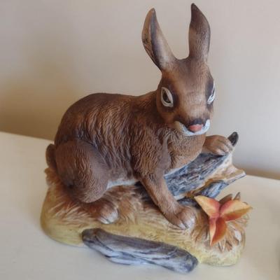 Pair of Ceramic Wildlife Statuettes Wild Hare by Andrea