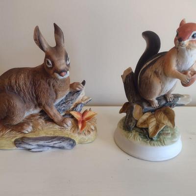 Pair of Ceramic Wildlife Statuettes Wild Hare by Andrea