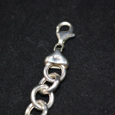 925 Sterling Charm Bracelet with 925 Sterling Heart Charm 7.25" - 17.5g