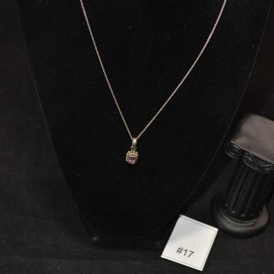 925 Sterling Chain 16" with 925 Amethyst Pendant 3.2g