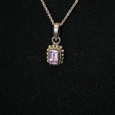 925 Sterling Chain 16" with 925 Amethyst Pendant 3.2g