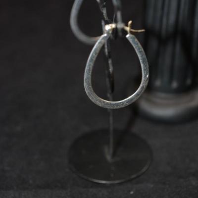 925 Sterling Slim Oval Hoop Earrings 2.7g