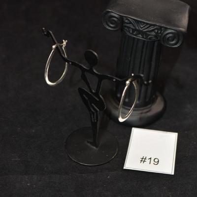 925 Sterling Slim Oval Hoop Earrings 2.7g