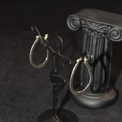 925 Sterling Slim Oval Hoop Earrings 2.7g