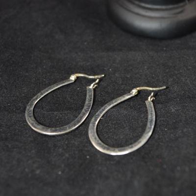 925 Sterling Slim Oval Hoop Earrings 2.7g