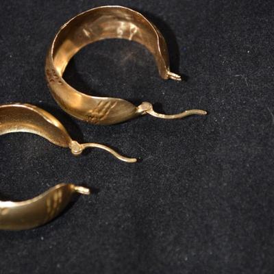14K Gold Wide Hoop Earrings 5.2g