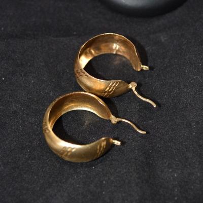 14K Gold Wide Hoop Earrings 5.2g