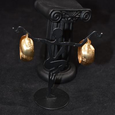 14K Gold Wide Hoop Earrings 5.2g