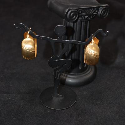 14K Gold Wide Hoop Earrings 5.2g
