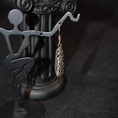 925 Sterling Cylinder Filigree Drop Earrings 2.8g