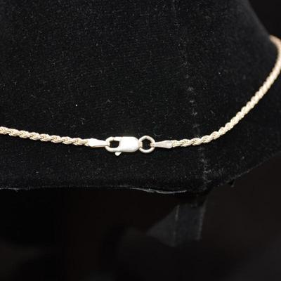 925 Sterling Twisted Chain 20" with 925 and Onyx Pendant 19.7g