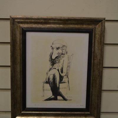 RARE Robert A Kuhn Framed Print Rabbi Series 5/400 "Seated Rabbi" Provenance on Back