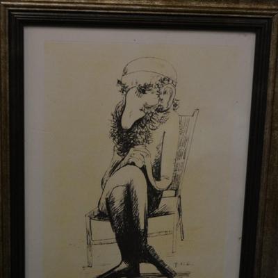 RARE Robert A Kuhn Framed Print Rabbi Series 5/400 "Seated Rabbi" Provenance on Back