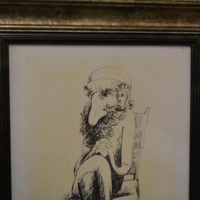 RARE Robert A Kuhn Framed Print Rabbi Series 5/400 "Seated Rabbi" Provenance on Back