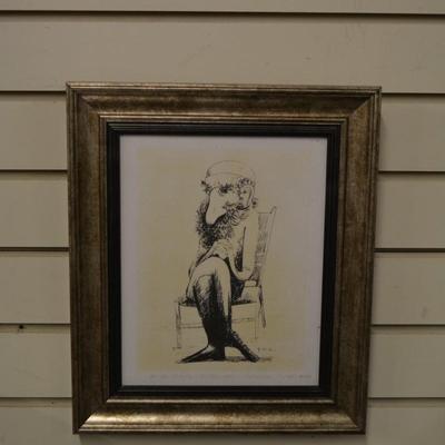 RARE Robert A Kuhn Framed Print Rabbi Series 5/400 "Seated Rabbi" Provenance on Back