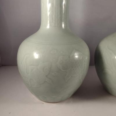 Pair of Glazed Ceramic Vases