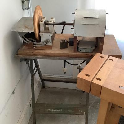 W 1180 Vintage Grinder On Sawhorse